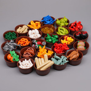 Ensemble de 23 blocs de construction MOC, accessoires alimentaires, compatibles avec les grandes marques, briques miniatures de fruits et de burgers, pièces de jouets DIY pour la ville - Product Image 3