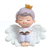 1 Paire de Figurines Ange pour Gâteau, Sculptures Prince et Princesse pour Noël, Baby Shower, Anniversaire, Centre de Table