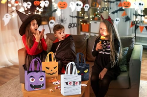 Bolsas de Compras Reutilizables Ecológicas Personalizadas para Halloween, de Tela No Tejida, Termoselladas, con Cierre de Cremallera, Diseño de Calabaza, Fantasma, Gato, Momia, Zombi - Product Image 5
