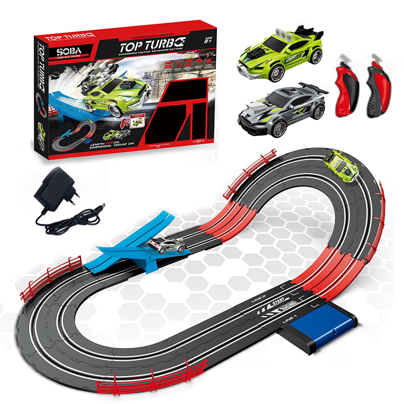 スロットカーレーシングセット電気鉄道カーレースおもちゃ1:43