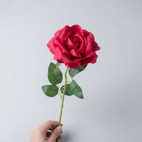 Offre Spéciale – Grande Rose Artificielle Faite Main en Soie de Haute Qualité, Couleur Bourgogne, pour Décoration de Mariage et Fêtes