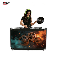 Poste de DJ mobile avec écran LED, armoire de rangement et tiroir, visuel immersif haute définition pour promotion de marque en salon professionnel