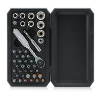 Set Obeng Magnetik 42-Piece dengan Ratchet, Mata Obeng Phillips/Slotted/Torx, Lapisan Seng Fosfat, Gagang Baja 45 untuk DIY