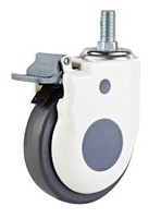 Roue pivotante en plastique TPR 3 4 5 pouces, tige de filetage, roulette médicale pour lit d'hôpital