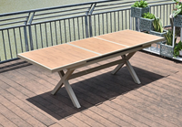 Ensemble de salle à manger en aluminium moderne et durable, pliable, 6 places, pour jardin et cour extérieurs, style hôtel