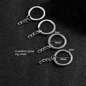 Accessoire porte-clés en métal plat - Anneau plat avec chaîne à maillons en spirale, plusieurs tailles disponibles - Product Image 2