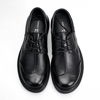 Chaussures pour hommes à semelle souple Printemps-Été-Automne, style bout fermé, ventilation améliorée, polyvalentes, en cuir de vachette première couche, à lacets