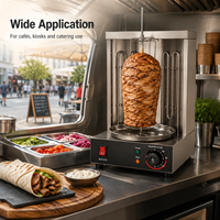 Parrilla Eléctrica Comercial para Shawarma de Acero Inoxidable, Máquina de Doner Kebab con Brocheta Giratoria de Sobremesa, Parrilla Gyro con Calentamiento por Infrarrojos