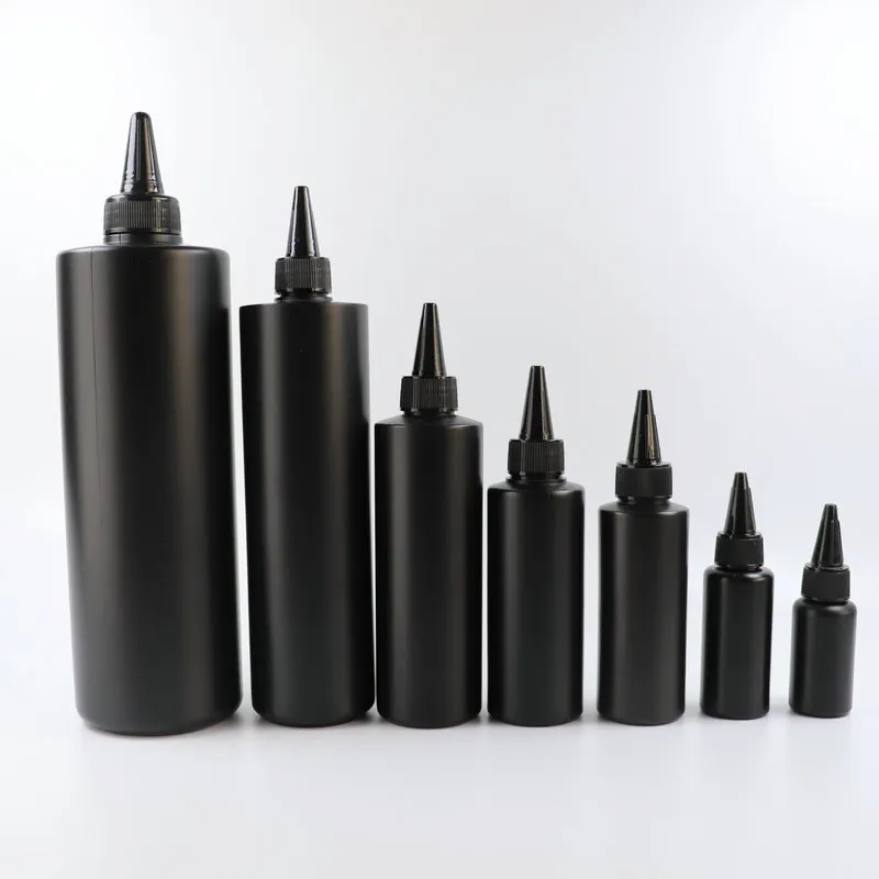 Factory Stock Wholesale Black HDPE Bottles For Gel Glue 250ML 500ML 1000ML Black Squeeze Nail Gel Polish HDPE Bottles