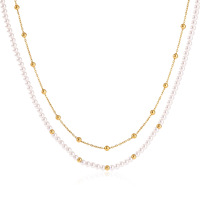 Collier en acier inoxydable avec perles acryliques, chaîne satellite couleur or, bijoux tendance pour femmes