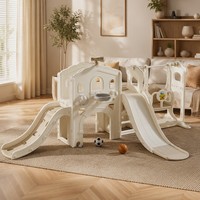 Ensemble de jeu multifonctionnel pour enfants en intérieur, château, toboggan, balançoire, charge maximale 80 kg, adapté aux enfants de 1 à 8 ans.