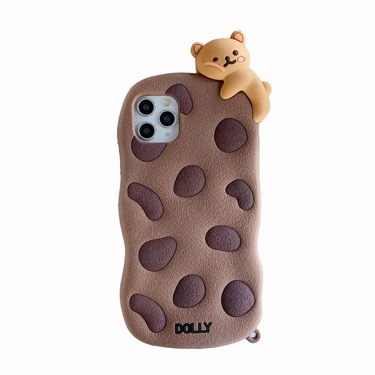 Wholesale Popular 3D Cartoon Cute Cookies Bear Soft Silicone Phone case for Apple Iphone 14 13 12 pro MAX
