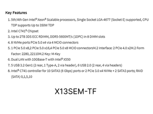 MBD-X13SEM-TF/X13SEM-F Micro-ATX Server Motherboard With <b>Single</b> <b>Socket</b> LGA-4677(SocketE)Intel C741,DDR5 Support New Fast Deliver - Product Image 4