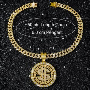 Collar con Colgante Giratorio de Símbolo de Dólar, Diseño Exquisito y Personalidad Exagerada, Collar de Aleación para Hombre, Joyería de Moda - Product Image 2