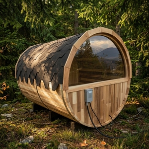 Sauna extérieur en bois massif pour 4 à 6 personnes, avec poêle électrique, sauna de luxe pour la <span class=keywords><strong>maison</strong></span>, le jardin et le spa - Product Image 1