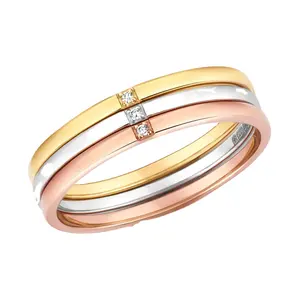 Unique Design Minimalist Jewelry Multi Color Rose Gold Plated Separate Stackable Wedding 925 Sterling Silver Womens Rings
