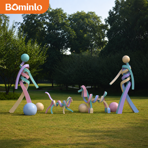 Set di Sculture Astratte in Acciaio Inox, Decorazione da Giardino Multicolore con Figure Intrecciate - Product Image 1