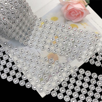 Argent 10 mètres rouleau maille coupe plastique strass maille coupe coudre sur maille garniture