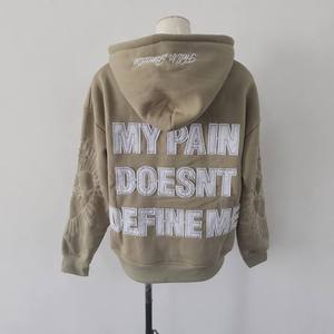 Sudaderas con Capucha para Hombre, Estilo Y2K Grunge, Personalizadas al por Mayor, de Felpa Francesa de Algodón de 450 g/m², con Apliques Bordados y Eslogan, Corte Holgado - Product Image 1