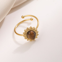 2023 nouveautés mode pvd plaqué haute poli en acier inoxydable pierre naturelle anneau pour les femmes hypoallergénique bijoux cadeau
