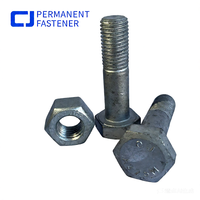 Baut Struktural Baja Paduan Kepala Heksagonal Galvanis Celup Panas M24 X 95mm ASTM A325M