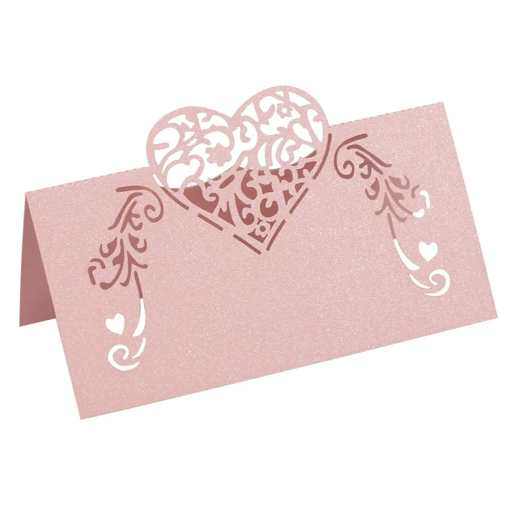 Cartes de Place élégantes pour invités de mariage, carte de nom de mariage, décoration de Table de fête, découpées au Laser, cartes de Place en forme de cœur