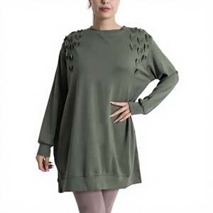 เสื้อสเวตเชิ้ตผู้หญิงปักลาย Ever Glow ไซส์ใหญ่พิเศษ ผ้าฟลีซ แขนยาว กันน้ำ สีพื้น สำหรับฤดูใบไม้ร่วงและฤดูหนาว - Product Image 1