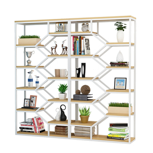 Mueble moderno portátil estantería grande alta, 4 niveles escalera de metal industrial estante de libro madera para sala de estar - Product Image 2