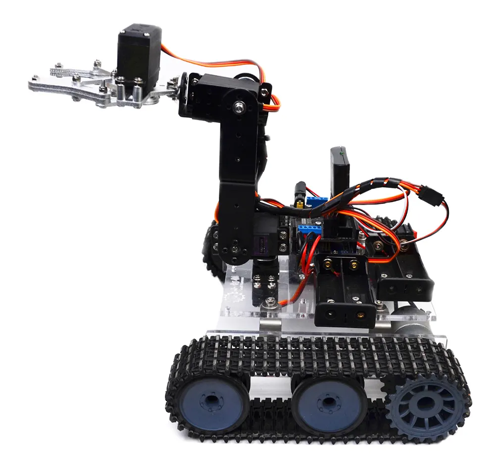 DIY intelligent assembly kit of remote control tank with mechanical arm compatible with arduino