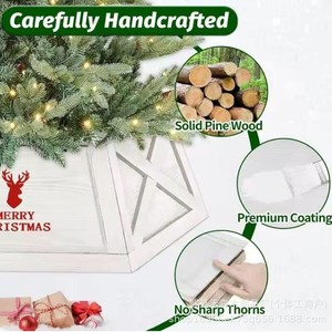 Wooden <b>Christmas</b> <b>Tree</b> Ring Hexagon Country Farmhouse Style Decorative <b>Base</b> <b>For</b> Indoor Outdoor Use - Product Image 3