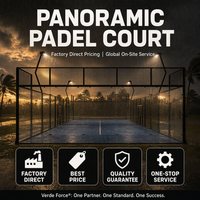Cancha de Pádel Panorámica Completa de Fábrica, Certificada por la CE, con Vidrio Templado y Estructura Galvanizada en Caliente, para Interiores y Exteriores
