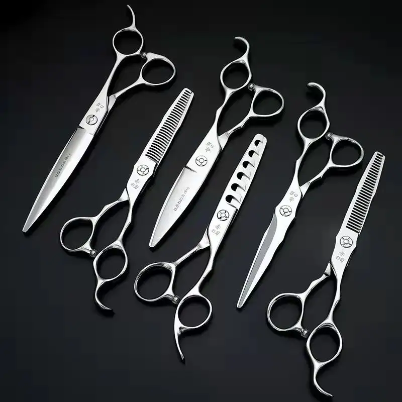 High Quality Barber Scissors Professional Kit Hair Cut Thinning Cutting Scissor Custom Logo Salon Hairdresser Scissor