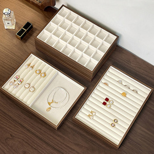 HZ012 Oriole Jewelry New <b>Walnut</b> Grain Rectangular Jewelry Box <b>Drawer</b> Closure Built-in Storage Trays Ring Necklace Earring - Product Image 2