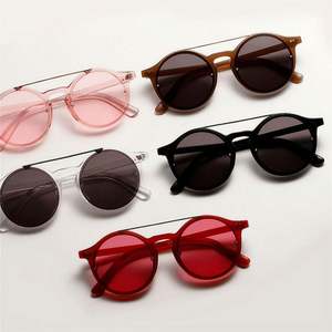 Gafas de Sol Redondas Vintage de Moda 2019 para Mujer, Montura Roja, Doble Barra, Gran Venta - Product Image 5