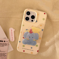 Coque de téléphone en TPU avec support éléphant de dessin animé pour iPhone 16, 15, 18 Pro Max et 13ème génération avec chaîne de suspension