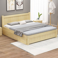 Ensemble de meubles de chambre à coucher personnalisé, design moderne multifonctionnel, cadre de lit double en bois massif, sommier de lit grand format avec tiroir