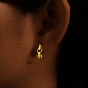 CANNER Joyería Geométrica Minimalista, Pendientes de Aro Ovalados de Plata de Ley 925 con Diseño de Herradura y Doble Baño de Color, de Moda - Product Image 5