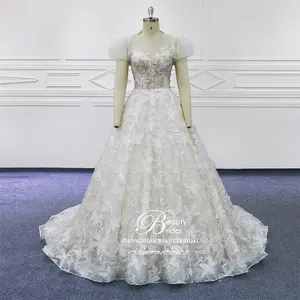 China Supplier Wedding Dresses Gown Fashion O Neckline Ball Gown Bridal Dress