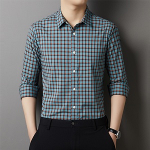 Polo à la mode manches longues hauts luxe <span class=keywords><strong>classe</strong></span> affaires marque accessible affaires <span class=keywords><strong>vêtements</strong></span> décontractés hommes décontracté chemise à carreaux - Product Image 2