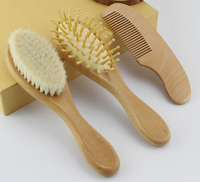Nouveau naturel 100% poils de chèvre coussin d'air Massage en bois bébé enfants bain brosse peigne ensemble