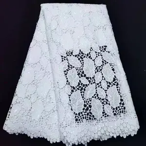 LS406 popüler desen değişir içi boş nakış süt ipek suda çözünür elbise giyim afrika dantel kumaş 2023