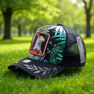 Cappello Trucker Barnare con Ricamo Animale, in Tessuto a Rete, Regolabile, Unisex, Casual, Primavera-Estate, a 6 Pannelli - Product Image 2