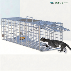 Trampa <span class=keywords><strong>para</strong></span> Gatos Plegable Automática de Acero Inoxidable con Bandeja y Caja de Plástico <span class=keywords><strong>para</strong></span> Gatos Desperdiçados y Silvestres - Product Image 1