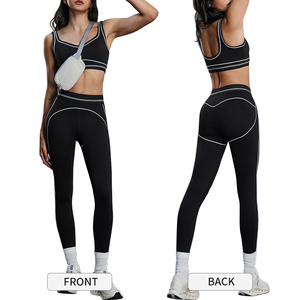 Ensemble de <span class=keywords><strong>sport</strong></span> pour femmes D25128+D25129, soutien-gorge sexy à col en V et dos en U, haute élasticité, séchage rapide, pour la course à pied, la gym et les entraînements. - Product Image 6