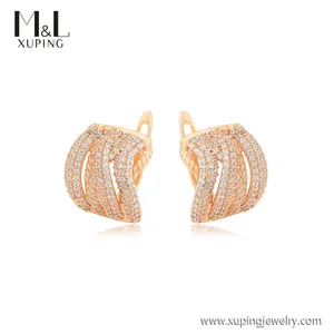 ML38478 XUPING ML Store luxury mexican style wholesale jewelry woman dozens of Artificial zircon 18K gold color Hoop earring