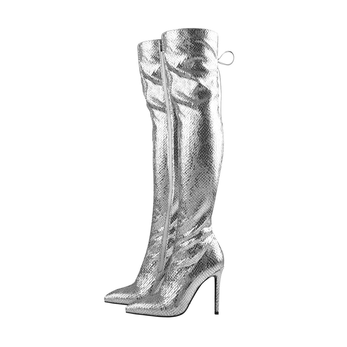 Botas de plataforma con espejo para mujer, zapatos puntiagudos Punk de  tacón alto y fino por encima de la rodilla, botas largas con cremallera  plateada informales para fiesta, Otoño e Invierno|Botas sobre