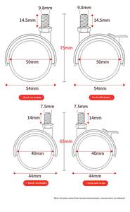 Modernes Design Legierung Kunststoff 1,5 Zoll Doppel rad M8 Gewinde 15mm Stiel Lenk rolle Möbel Rollen für Wohnzimmer Hotel - Product Image 6