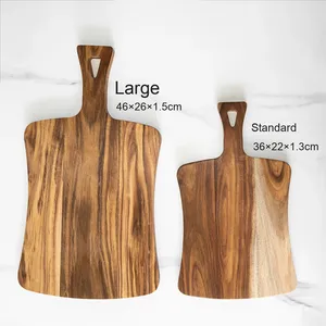 Tabla de cortar de madera de acacia simple y moderna, tabla <span class=keywords><strong>para</strong></span> servir bistec, suministro de fábrica, patrón cuadrado - Product Image 4