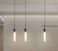Lustre de plafond long moderne nordique 5W, luminaire suspendu en marbre, noir et or, pour chambre à coucher, éclairage décoratif
