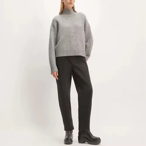 Cardigan Oversize da <span class=keywords><strong>Donna</strong></span> in <span class=keywords><strong>Lana</strong></span> Merino con Logo Personalizzato sul Davanti, Elegante e Casual, Collo a O, Lavorazione a Costine, Maglione Invernale Spesso - Product Image 2